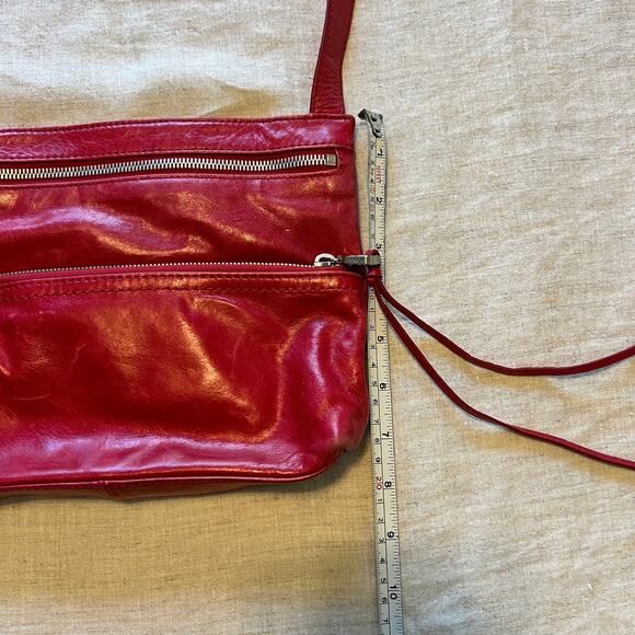 Hobo Crossbody Long Strap Red Leather Purse - Picture 4 of 12